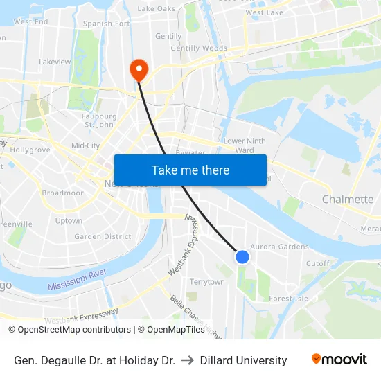 Gen. Degaulle Dr. at Holiday Dr. to Dillard University map
