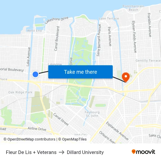 Fleur De Lis + Veterans to Dillard University map