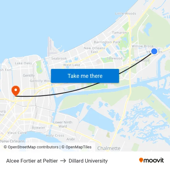 Alcee Fortier at Peltier to Dillard University map