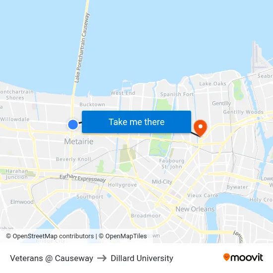 Veterans @ Causeway to Dillard University map