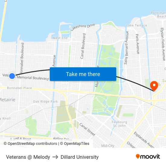 Veterans @ Melody to Dillard University map