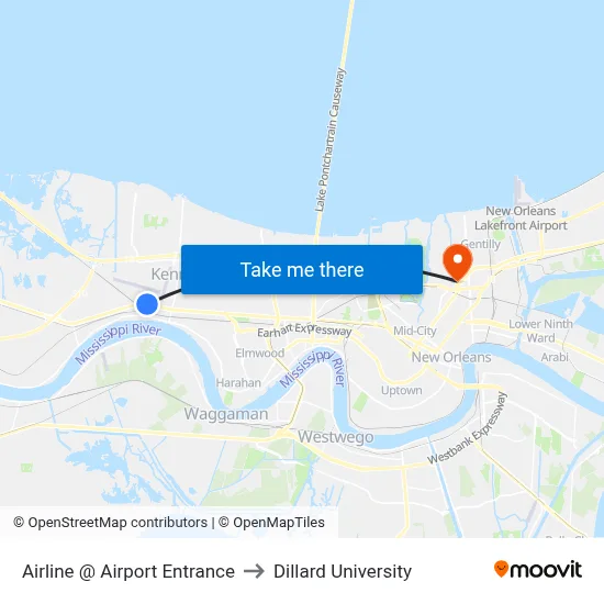 Airline @ Airport Entrance to Dillard University map