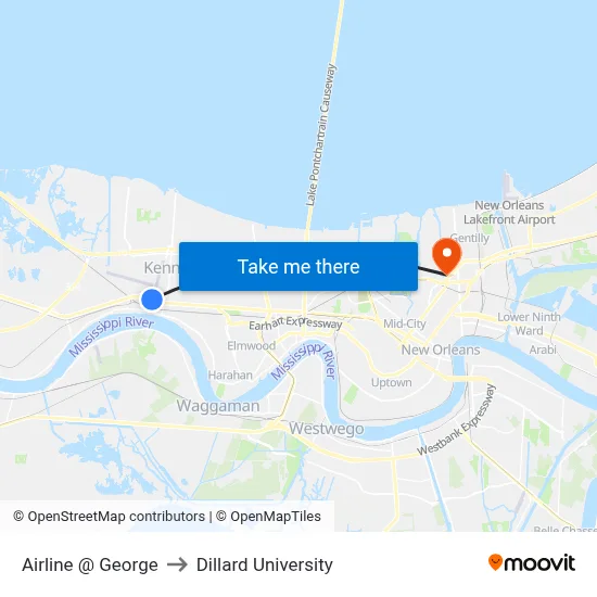 Airline @ George to Dillard University map