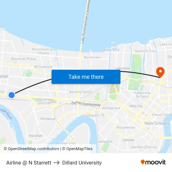 Airline @ N Starrett to Dillard University map