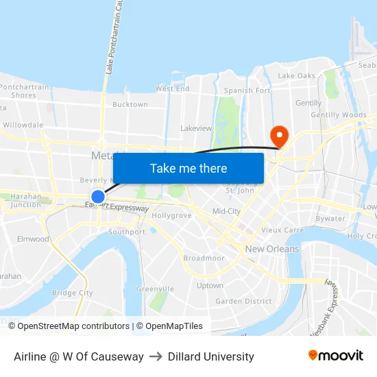 Airline @ W Of Causeway to Dillard University map