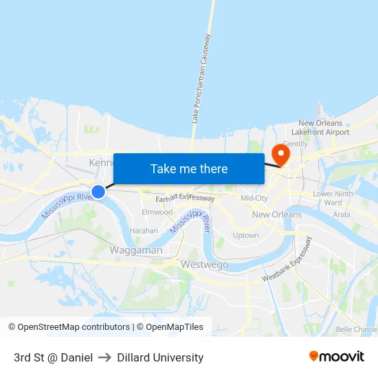 3rd St @ Daniel to Dillard University map