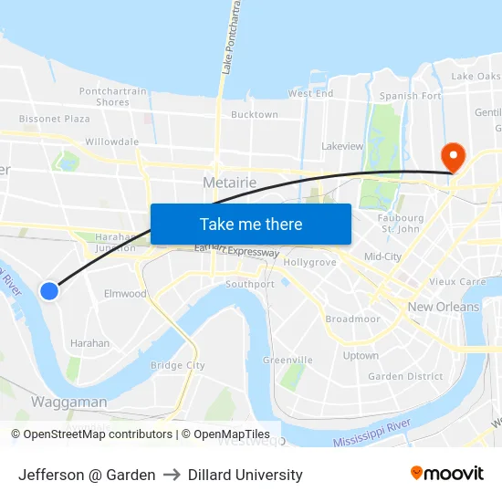 Jefferson @ Garden to Dillard University map