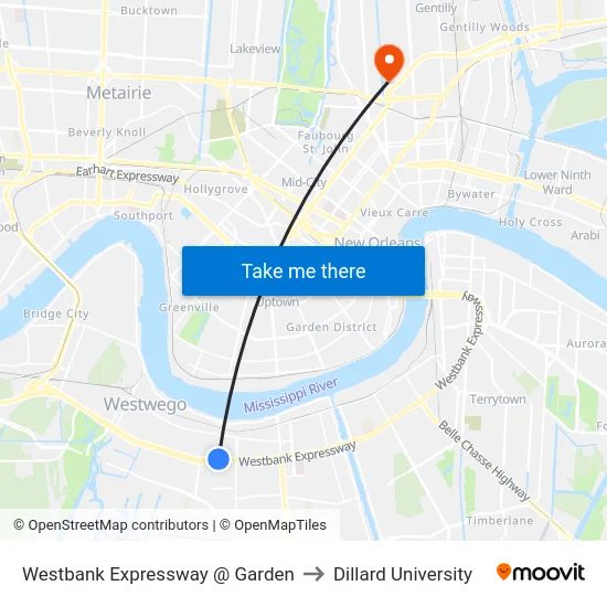 Westbank Expressway @ Garden to Dillard University map