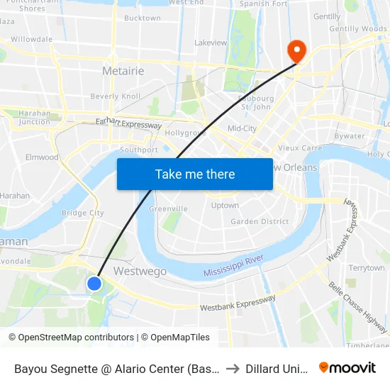 Bayou Segnette @ Alario Center (Baseball Field Ent to Dillard University map