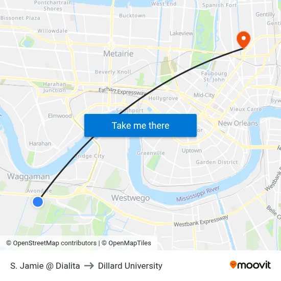 S. Jamie @ Dialita to Dillard University map