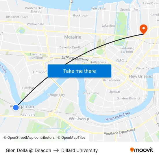 Glen Della @ Deacon to Dillard University map