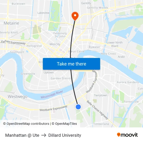 Manhattan @ Ute to Dillard University map