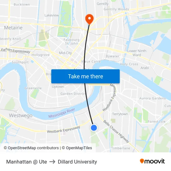 Manhattan @ Ute to Dillard University map