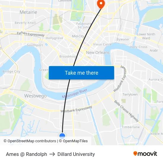 Ames @ Randolph to Dillard University map