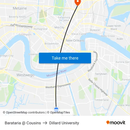 Barataria @ Cousins to Dillard University map