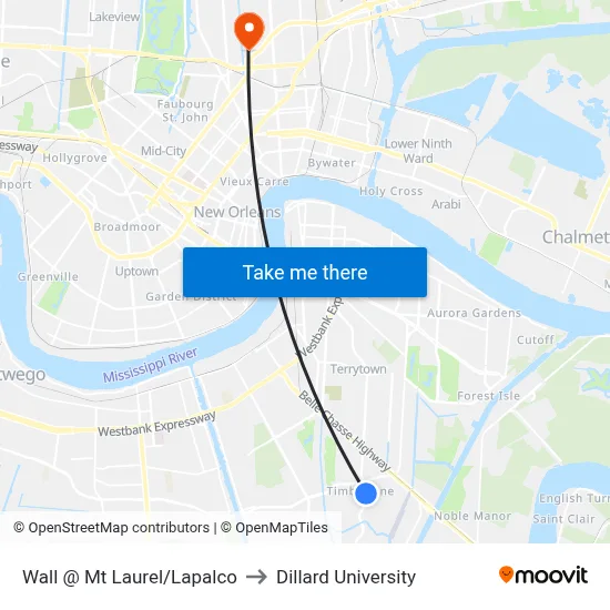 Wall @ Mt Laurel/Lapalco to Dillard University map