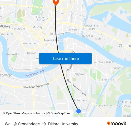 Wall @ Stonebridge to Dillard University map