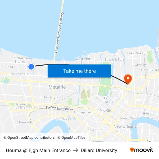 Houma @ Ejgh Main Entrance to Dillard University map