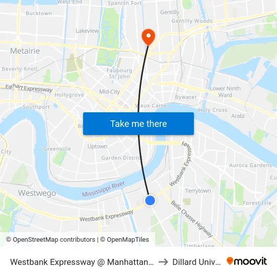 Westbank Expressway @ Manhattan/Green Leaf to Dillard University map