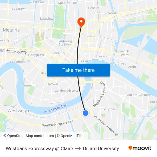 Westbank Expressway @ Claire to Dillard University map