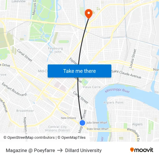 Magazine @ Poeyfarre to Dillard University map