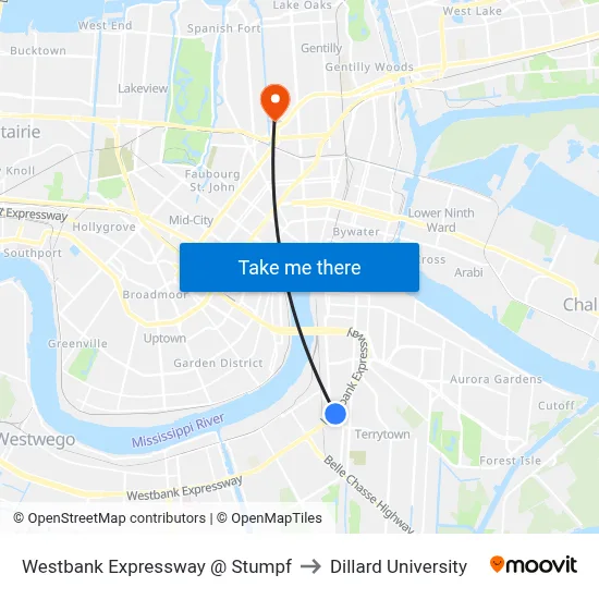 Westbank Expressway @ Stumpf to Dillard University map