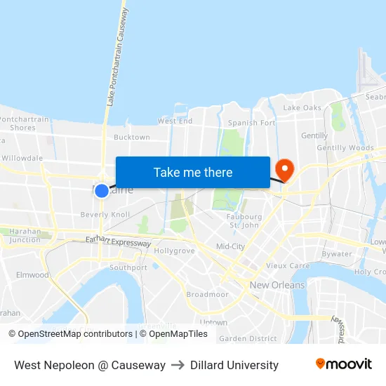West Nepoleon @ Causeway to Dillard University map