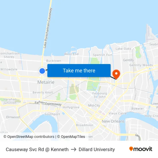 Causeway Svc Rd @ Kenneth to Dillard University map