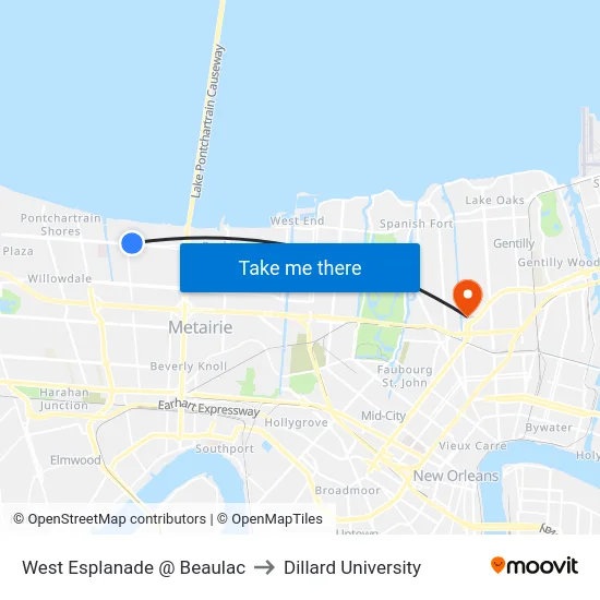 West Esplanade @ Beaulac to Dillard University map