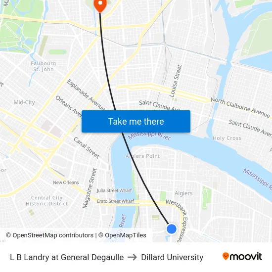 L B Landry at General Degaulle to Dillard University map