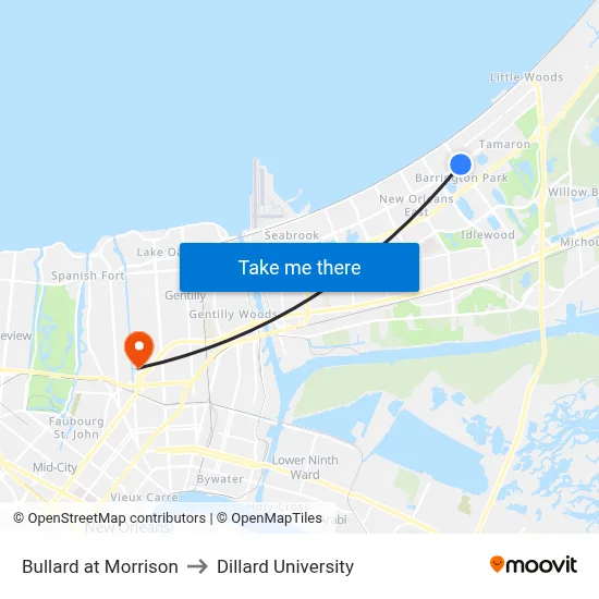 Bullard at Morrison to Dillard University map