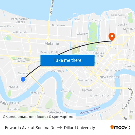 Edwards Ave. at Susitna Dr. to Dillard University map