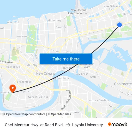 Chef Menteur Hwy. at Read Blvd. to Loyola University map