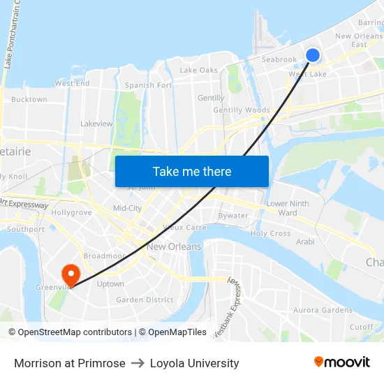 Morrison at Primrose to Loyola University map