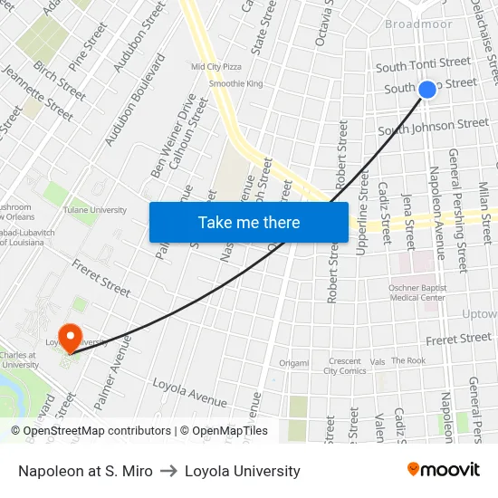 Napoleon at S. Miro to Loyola University map