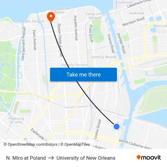 N. Miro at Poland to University of New Orleans map