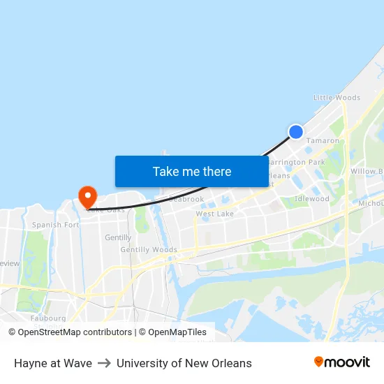 Hayne at Wave to University of New Orleans map