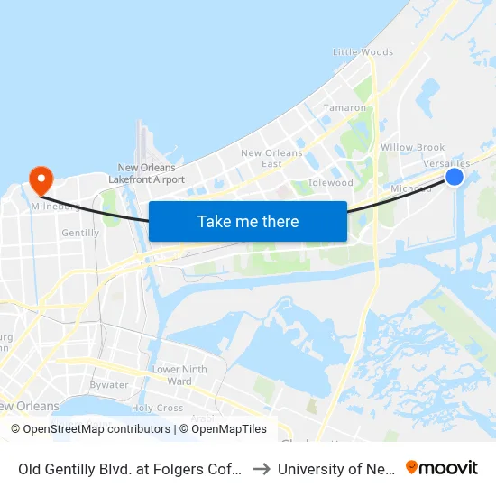 Old Gentilly Blvd. at Folgers Coffee Plant Gate 1c to University of New Orleans map