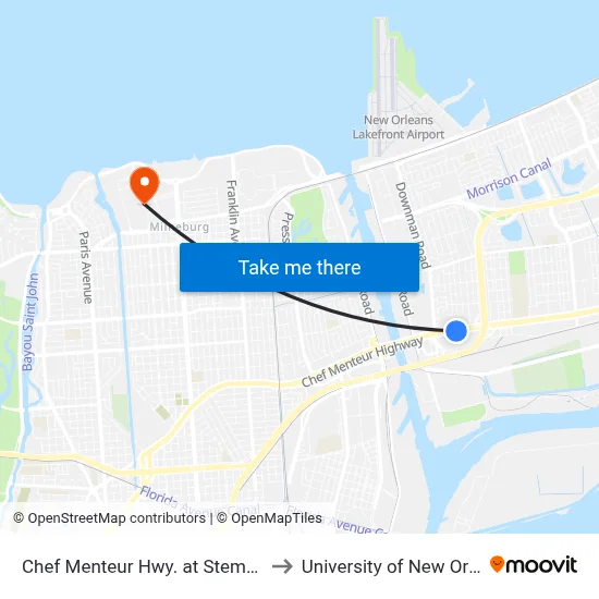 Chef Menteur Hwy. at Stemway Dr. to University of New Orleans map