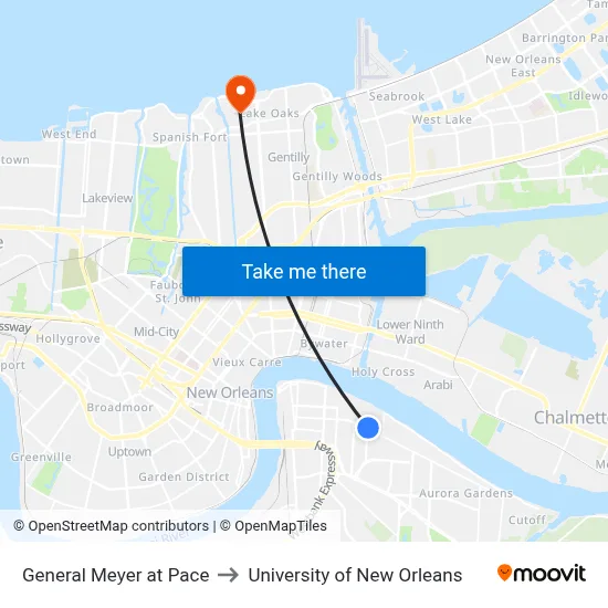 General Meyer at Pace to University of New Orleans map