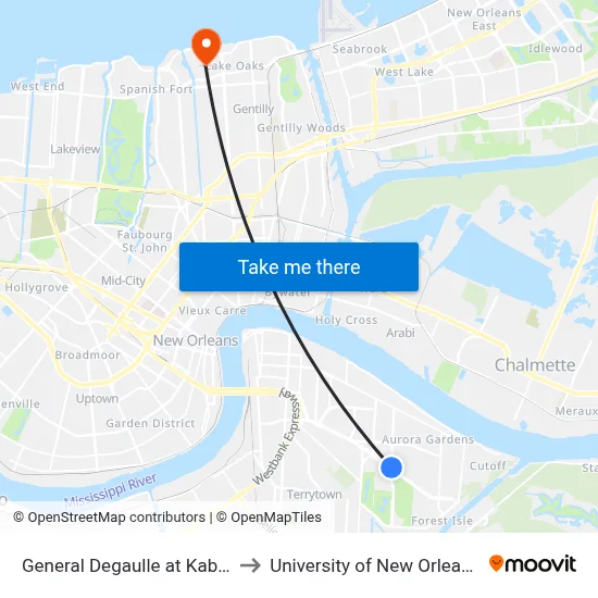 General Degaulle at Kabel to University of New Orleans map