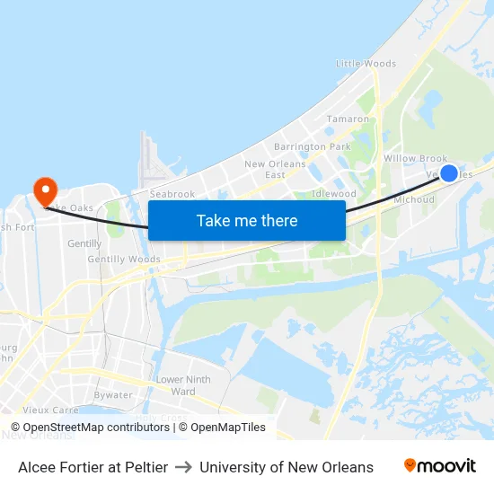 Alcee Fortier at Peltier to University of New Orleans map