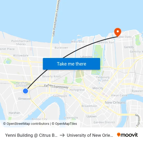 Yenni Building @ Citrus Blvd to University of New Orleans map
