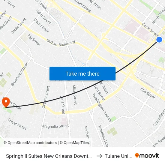 Springhill Suites New Orleans Downtown/Canal Street to Tulane University map