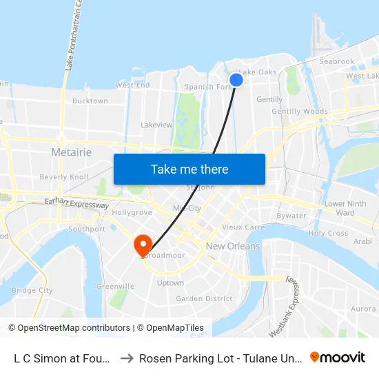 L C Simon at Founders to Rosen Parking Lot - Tulane University map
