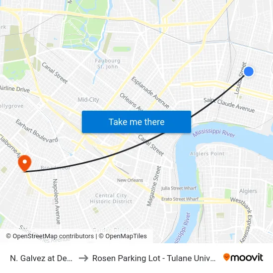N. Galvez at Desire to Rosen Parking Lot - Tulane University map