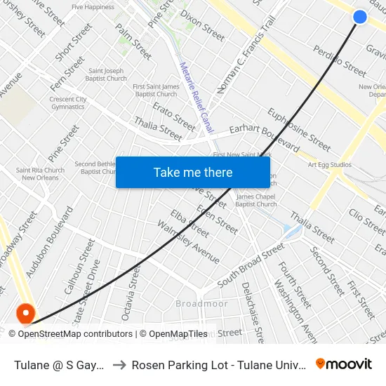 Tulane @ S Gayoso to Rosen Parking Lot - Tulane University map