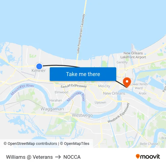 Williams @ Veterans to NOCCA map