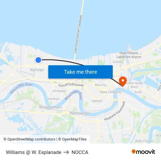 Williams @ W. Esplanade to NOCCA map