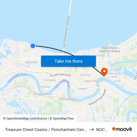 Treasure Chest Casino / Ponchartrain Center to NOCCA map